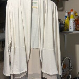 LOGO (QVC) Women's Cream Sweater Jacket 1X